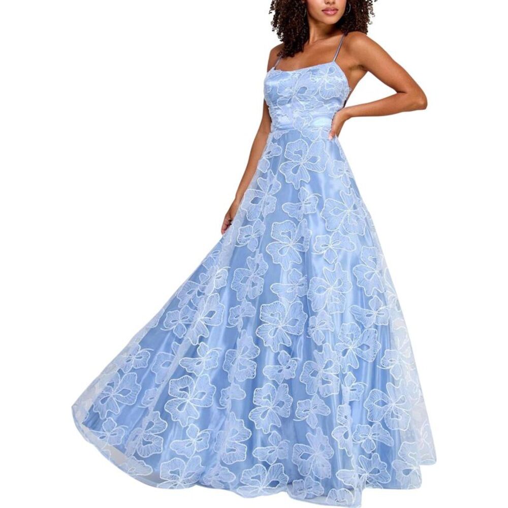 Say Yes to the Prom Womens Sequin Lace Strappy Gown Dress, , Juniors, 3/4, DM